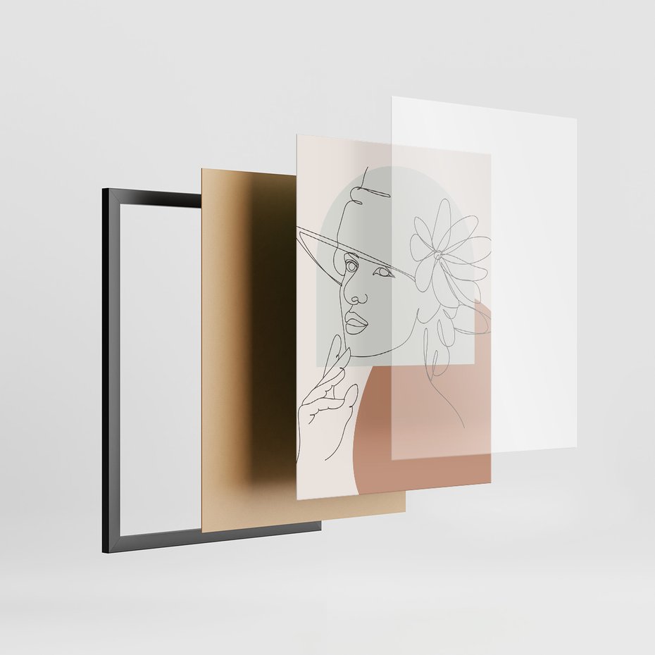 Zestaw obrazy w ramie 30x40 galeria - Minimalistyczne, nowoczesne, boho - rama czarna