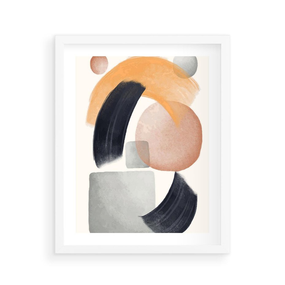 Plakat w ramie 40x50 - Graficzna Kreatywność - abstrakcyjna grafika, plamy - rama biała