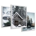 Zestaw obrazy w ramie 40x50 galeria - Domek, w, górach, zima, śnieg - rama biała