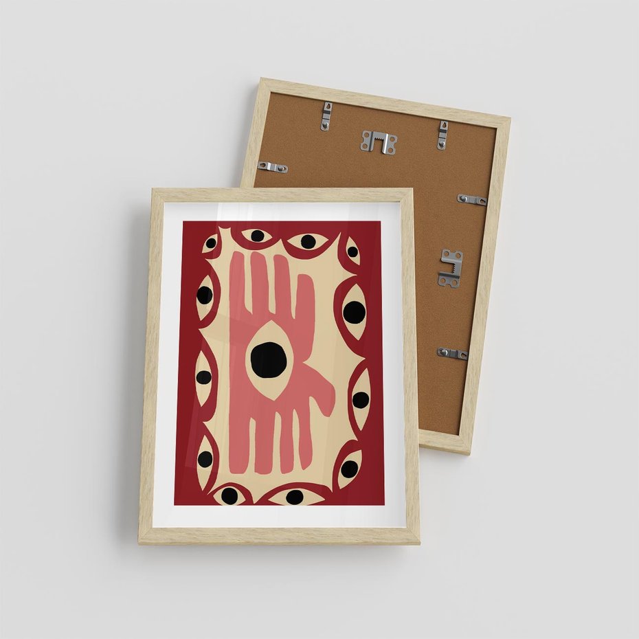 Plakat w ramie 30x40 - Migotliwe Kształty - abstrakcyjny obraz, boho styl - rama drewno