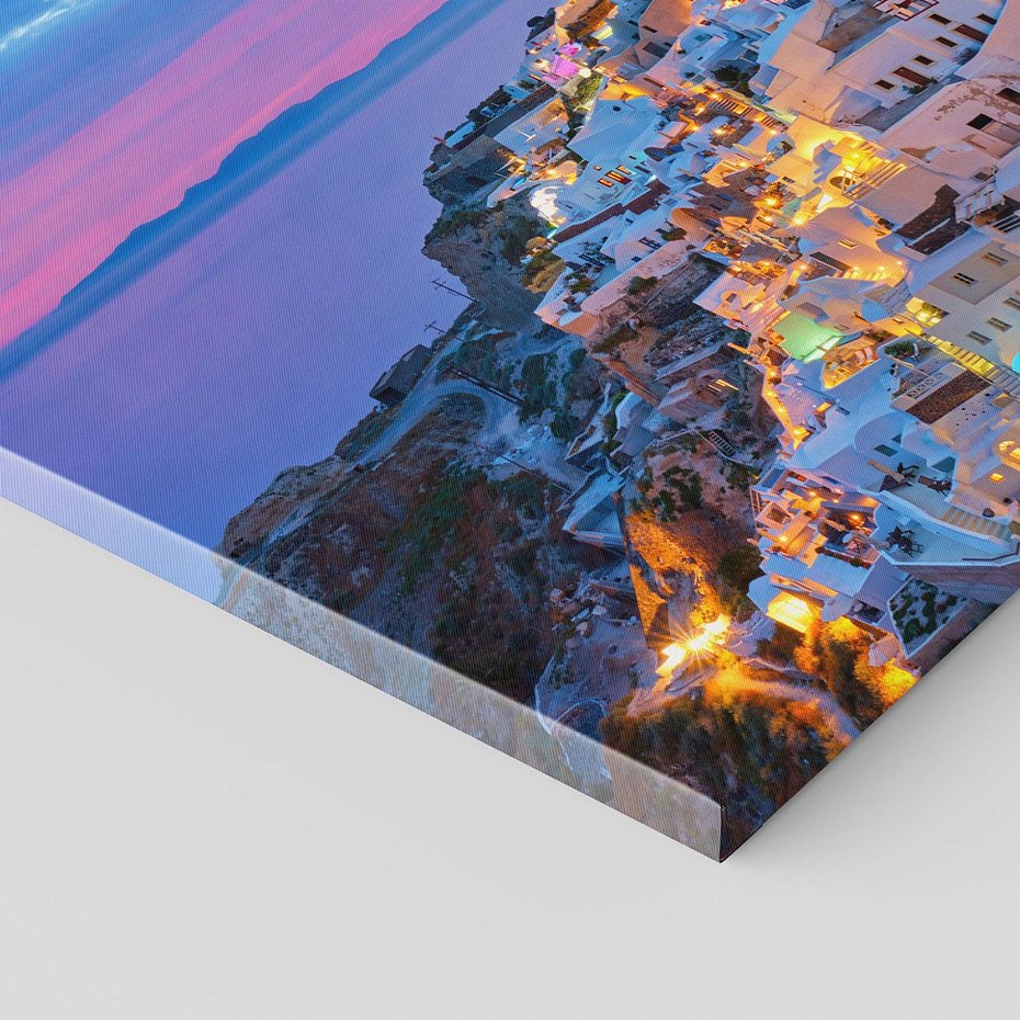 Obraz na płótnie 40x40 - Wyblakłe wspomnienia gwiazd - Santorini, wieczór