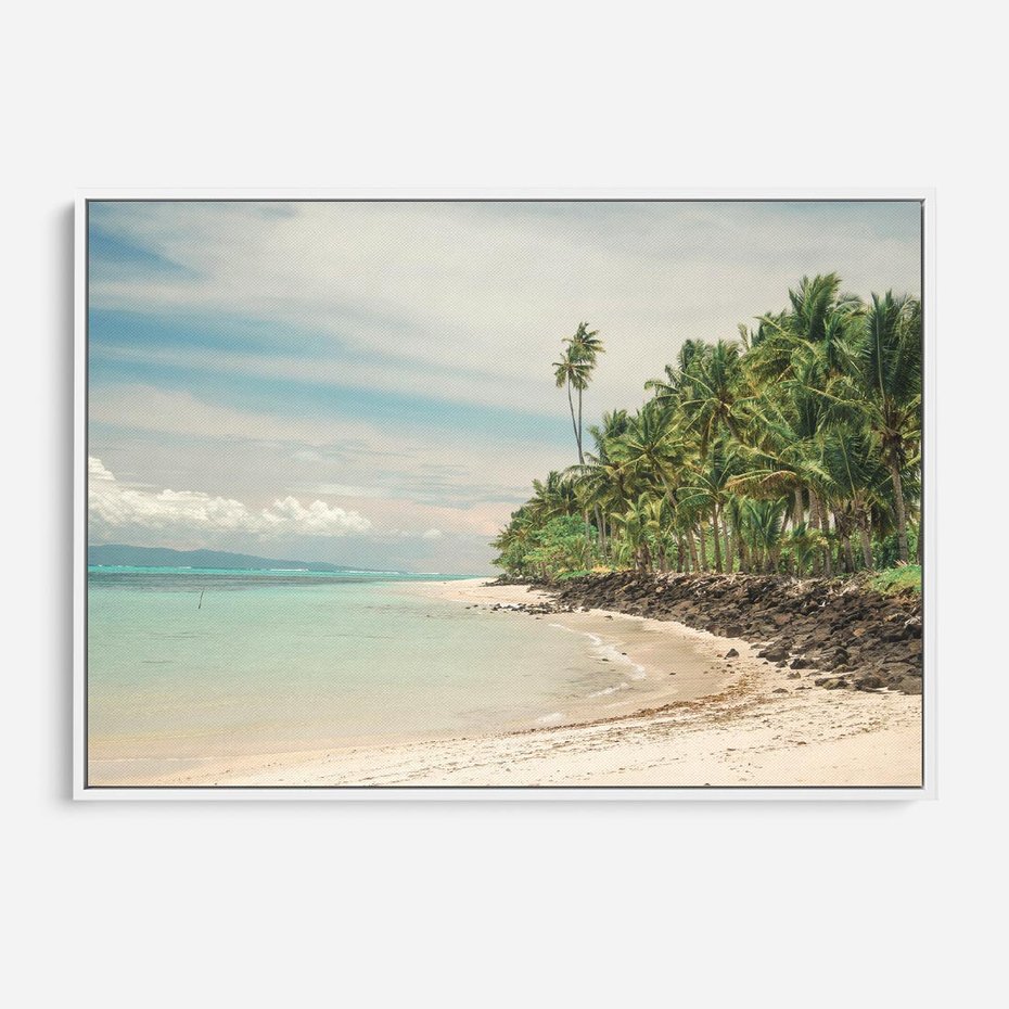 Obraz w ramie 100x70 - Uczta Egzotycznych Marzeń - fotografia, rajska plaża - rama biała