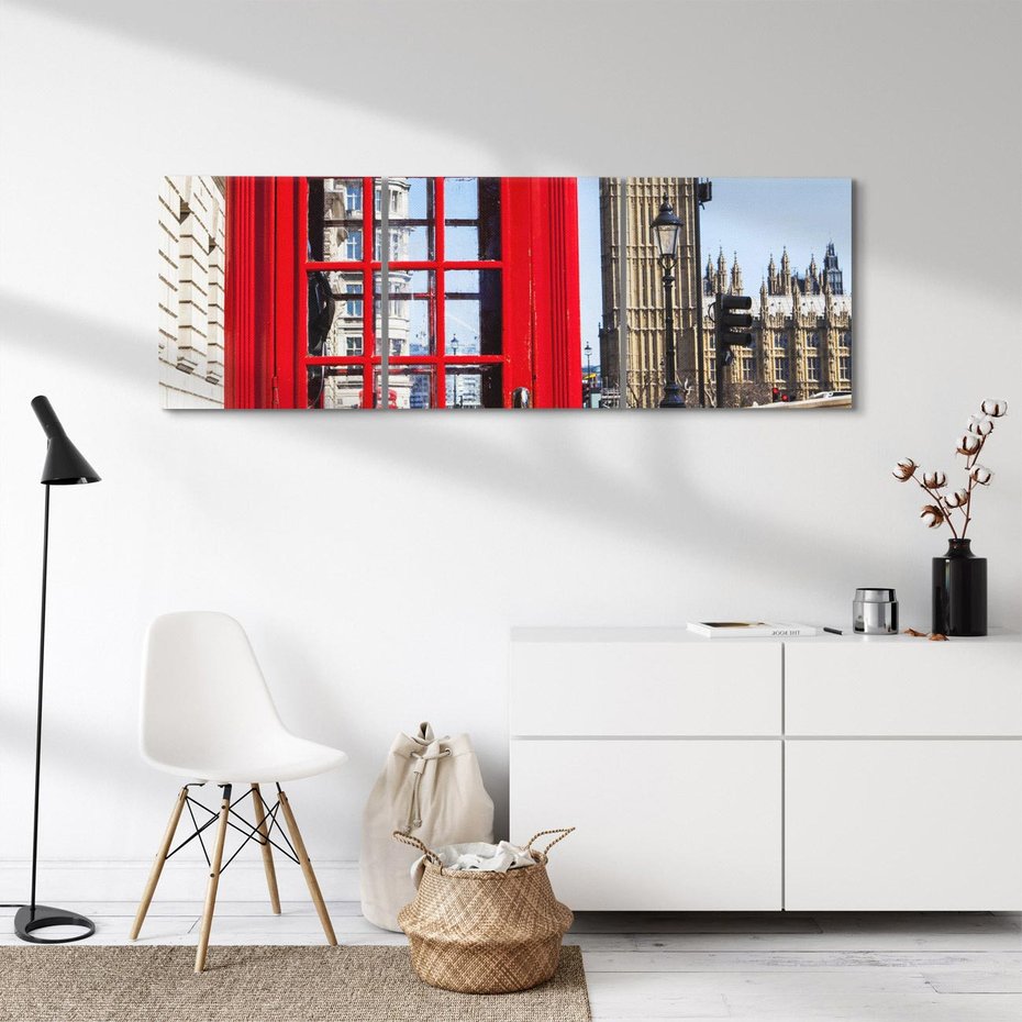 Obraz na płótnie 120x40 - Ikoniczna budka telefoniczna w Londynie - budka, telefoniczna