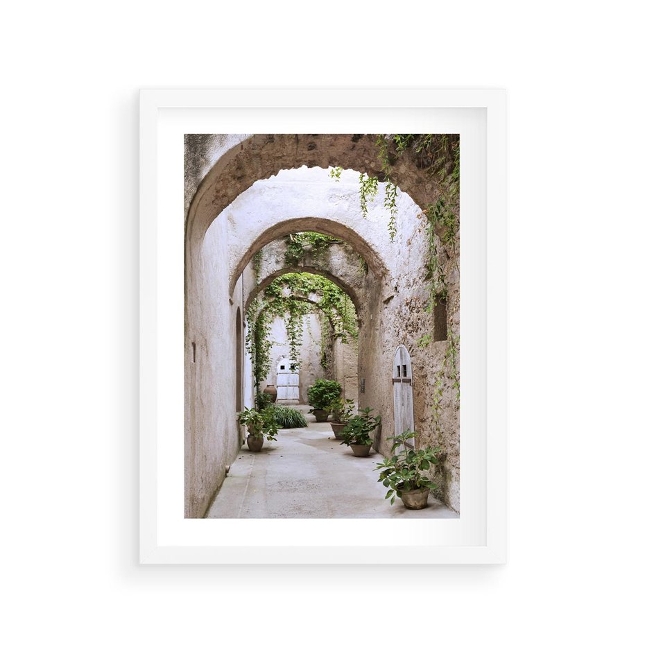 Plakat w ramie 30x40 - Urokliwa Zaułek - klimatyczna, uliczka - rama biała