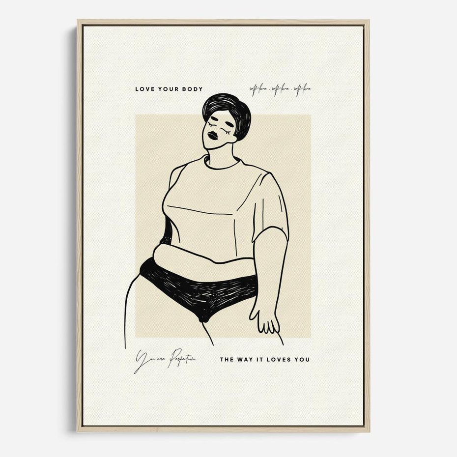 Obraz w ramie 70x100 - Elegancja Kobiecej Formy - nowoczesna sztuka kobieca, plakat - rama drewno