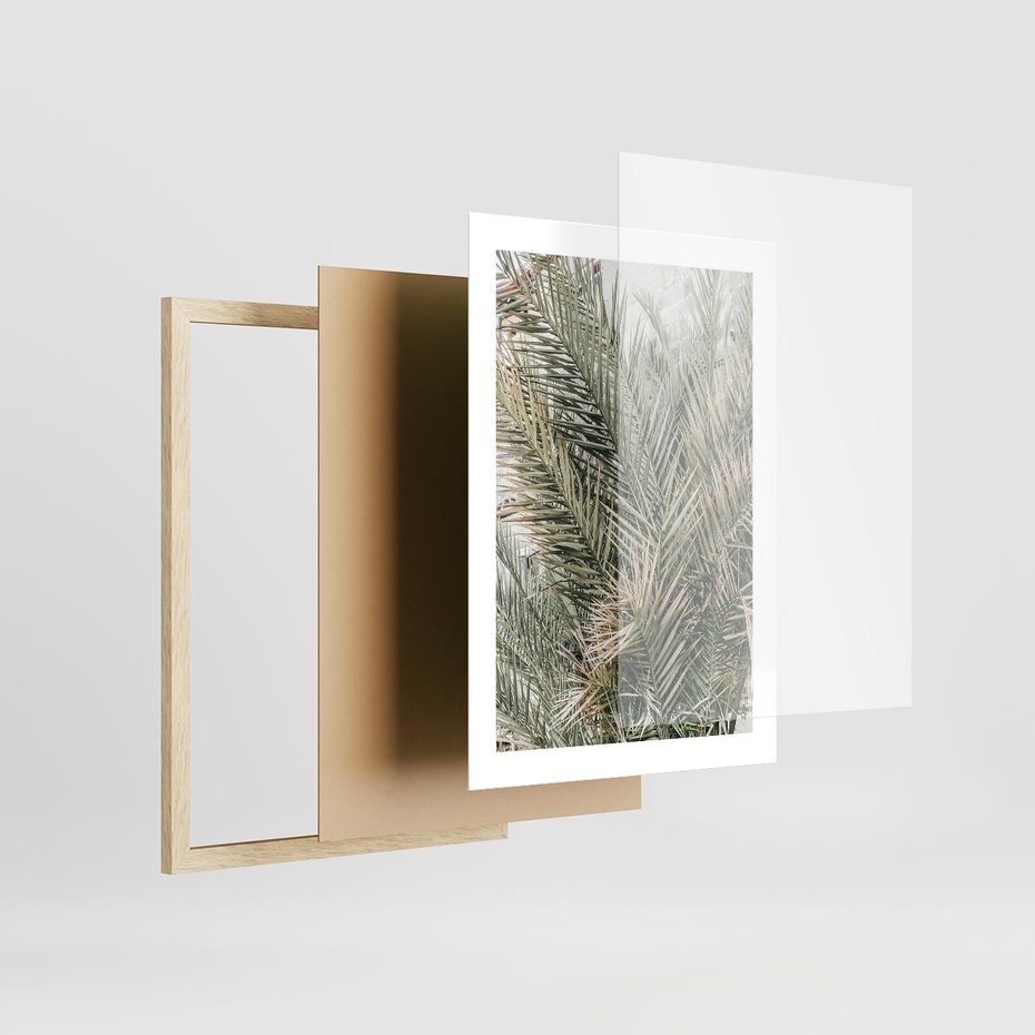 Plakat w ramie 30x40 - Egzotyczny Świat Palm - palmy, liście palmy - rama drewno