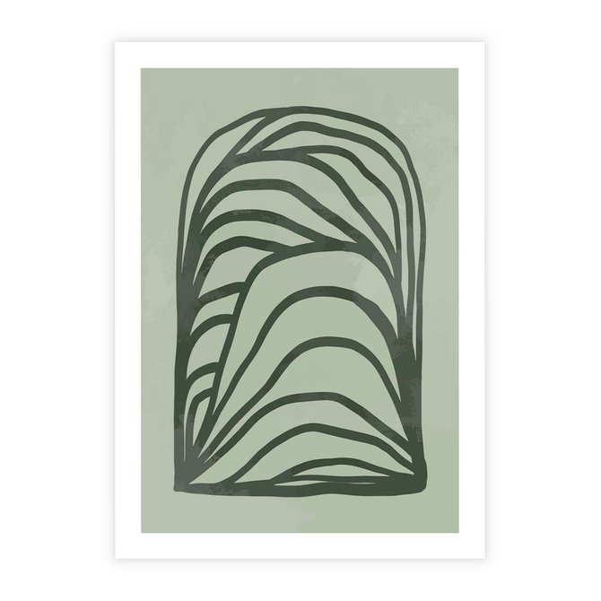Plakat bez ramy 21x30 - Zielonkawy Uścisk Natury - abstrakcyjny zielony motyw, skandynawski design