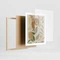 Plakat w ramie 40x50 - Beżowo i Roślinnie - nowoczesny plakat, roślinność - rama drewno
