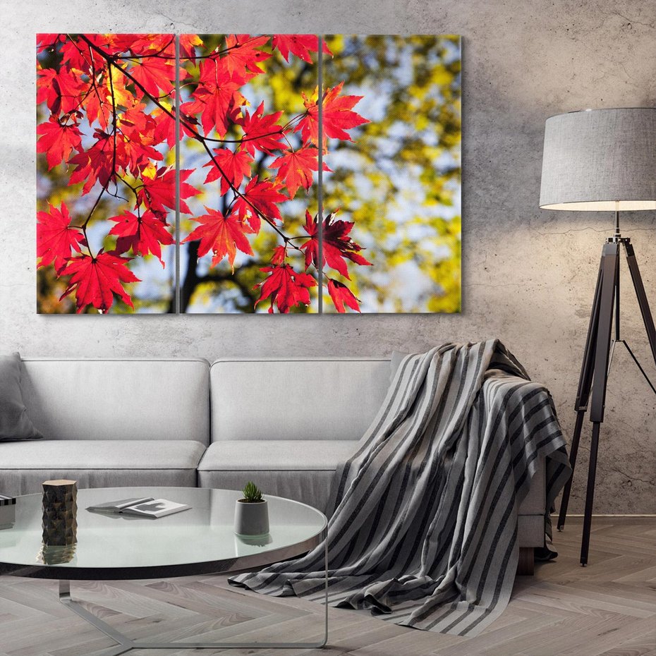 Obraz na płótnie 120x80 - Jesienny Urok Drzewa i Opadających Liści - drzewo, liście