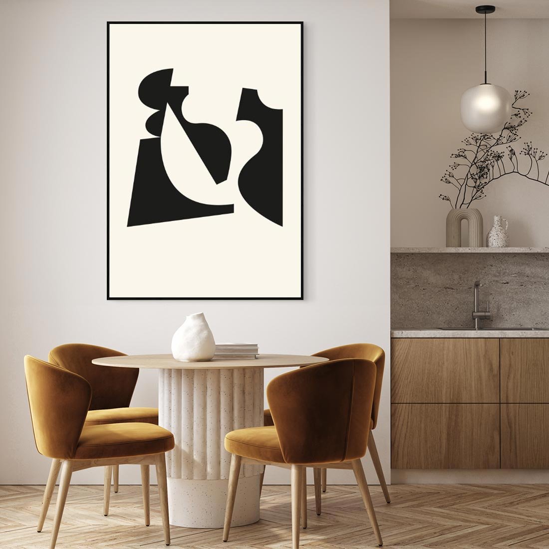 Obraz w ramie 70x100 - Tajemnicze Spektrum - abstrakcyjne kształty, geometria - rama czarna