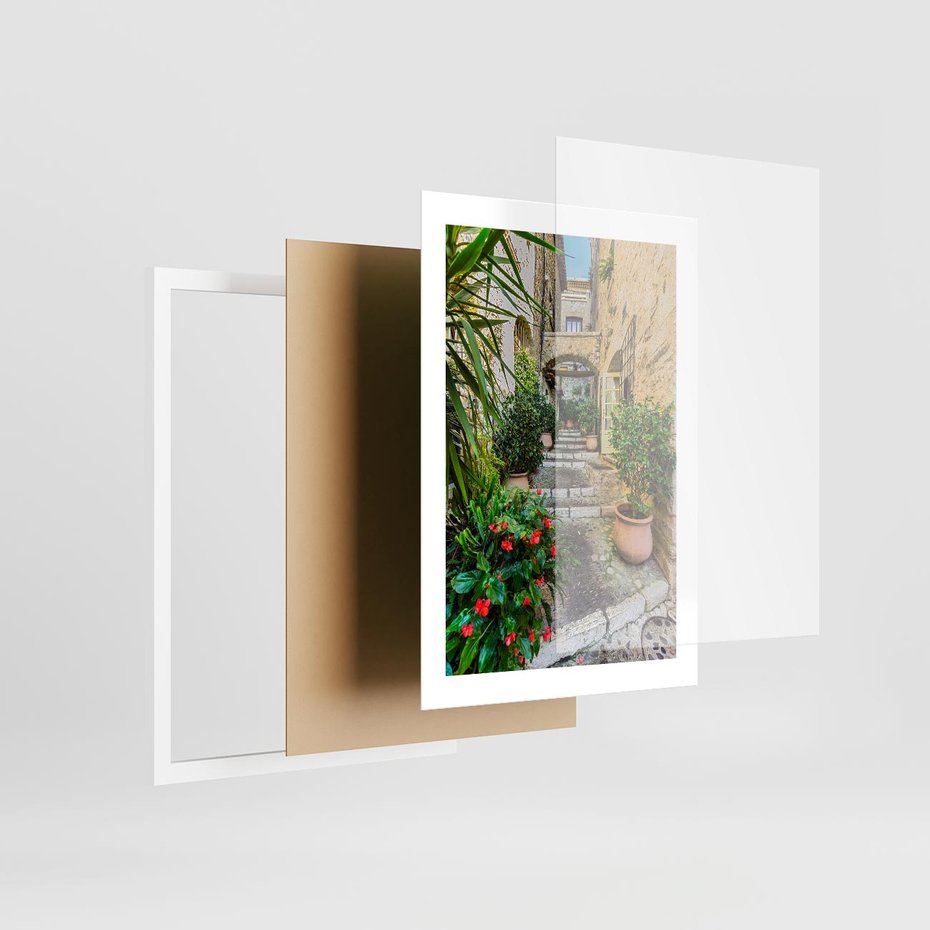 Plakat w ramie 30x40 - Perspektywa uliczki malownicza - uliczka, perspektywa - rama biała