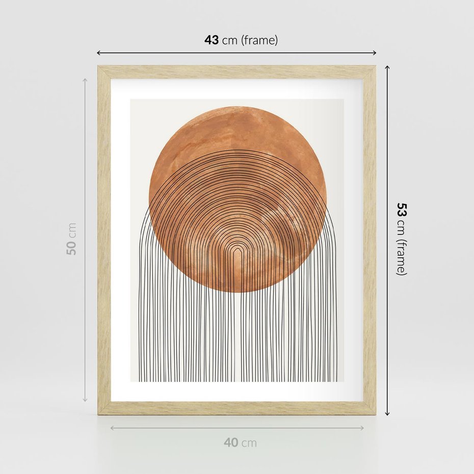 Plakat w ramie 40x50 - Złote Akcenty - nowoczesna sztuka, modern - rama drewno