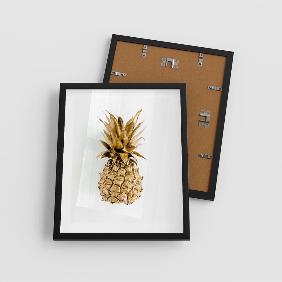 Plakat w ramie 40x50 - Ekskluzywny Akcent - złoty, ananas - rama czarna