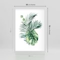 Plakat w ramie 50x70 - Liście i Życie: Akwarelowa Oaza - akwarelowy obrazek, pamy - rama biała