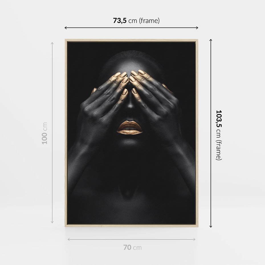 Obraz w ramie 70x100 - Złote Usta wyjątkowa subtelność - złote usta, złote palce - rama drewno
