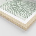 Plakat w ramie 40x50 - Migotliwa Spokojna Zieleń - zielony plakat, abstrakcyjne splątane linie - rama drewno