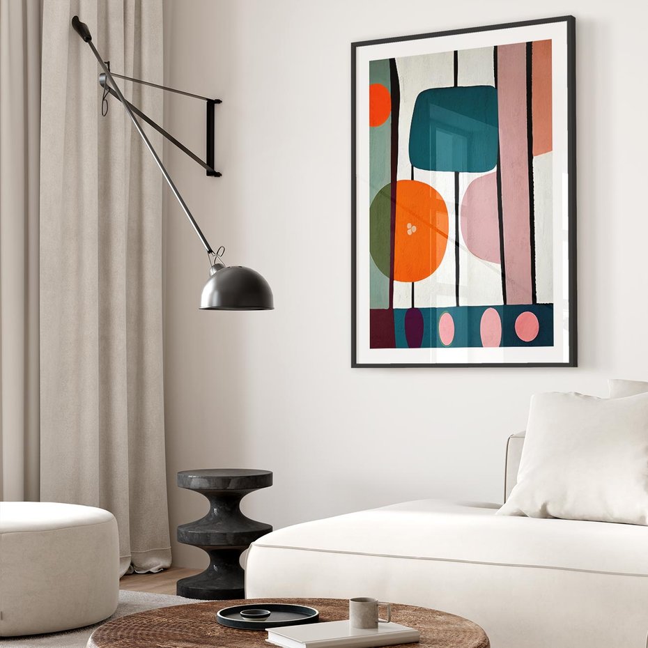 Plakat bez ramy 21x30 - Migotliwa Aura Serca - abstrakcyjny obraz olejny, dziwne formy