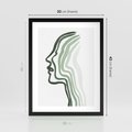 Plakat w ramie 30x40 - Zielony Profil - abstrakcja, zielony portret z profilu - rama czarna