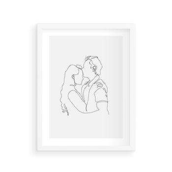 Plakat w ramie 30x40 - Wewnętrzne Emocje - para zakochanych, kobieta i mężczyzna - rama biała