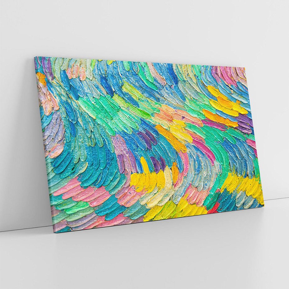 Obraz na płótnie 120x80 - Egzotyczne Pióra - abstrakcyjne dzieło, farby olejne