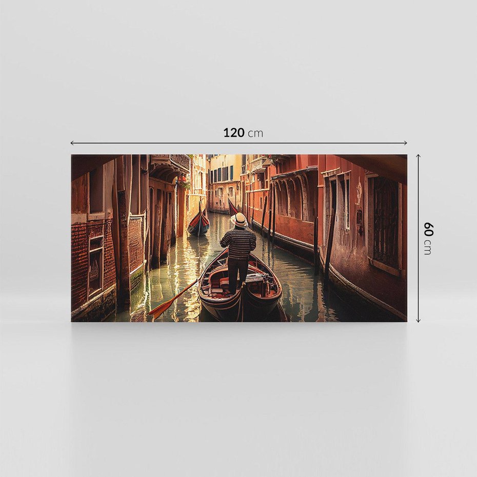 Obraz na płótnie 120x60 - Spokojna Wenecja - gondolier w gondoli, kanały Wenecji