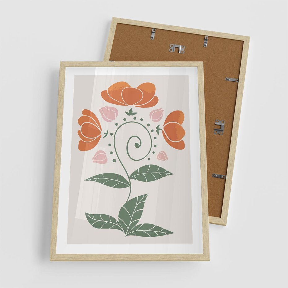 Plakat w ramie 50x70 - Migocące Kształty Kwiatów - kwiaty polne, plakat - rama drewno