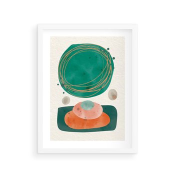 Plakat w ramie 50x70 - Rozmyte Granice - abstrakcyjne plamy, zielony - rama biała