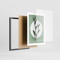 Plakat w ramie 30x40 - Kształty Zielonego Ukojenia - zielony plakat, roślinne motywy - rama czarna