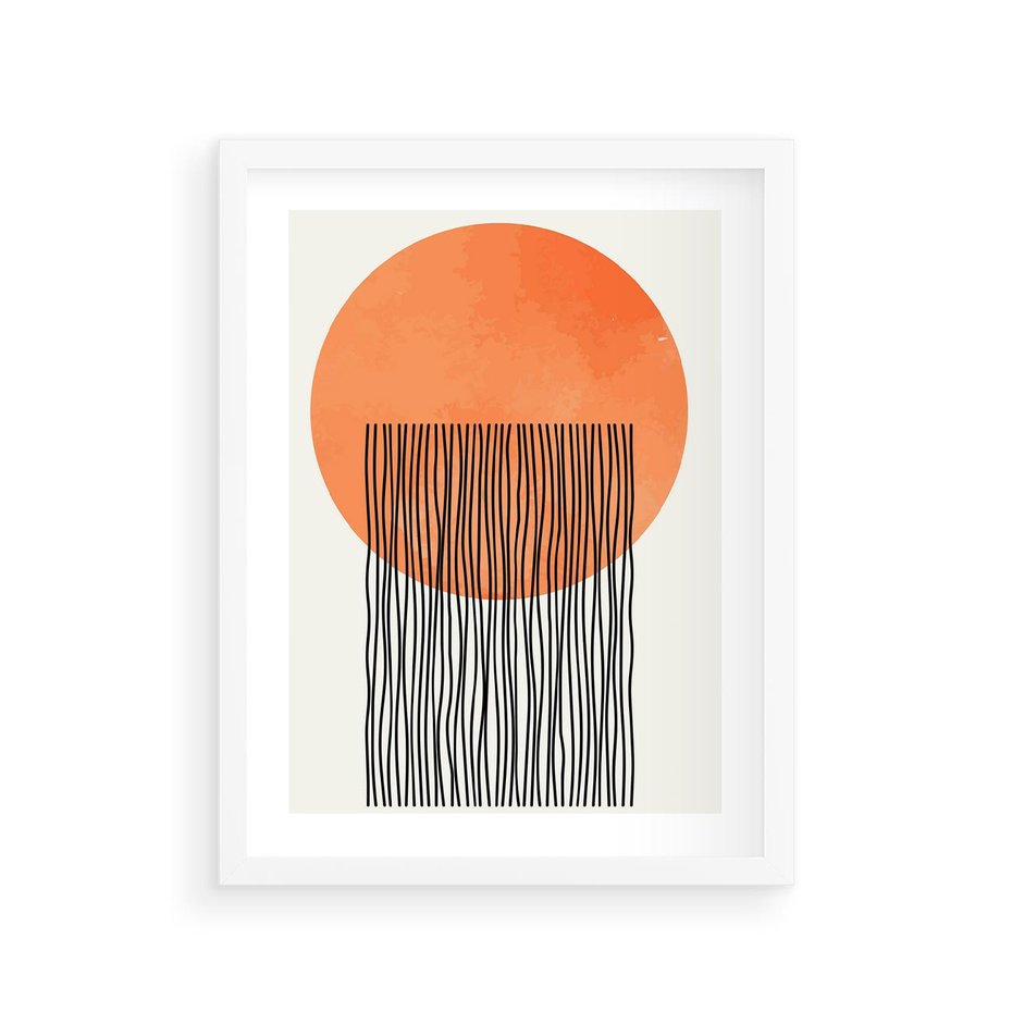 Plakat w ramie 30x40 - Echa Wyobraźni - koło, boho styl - rama biała