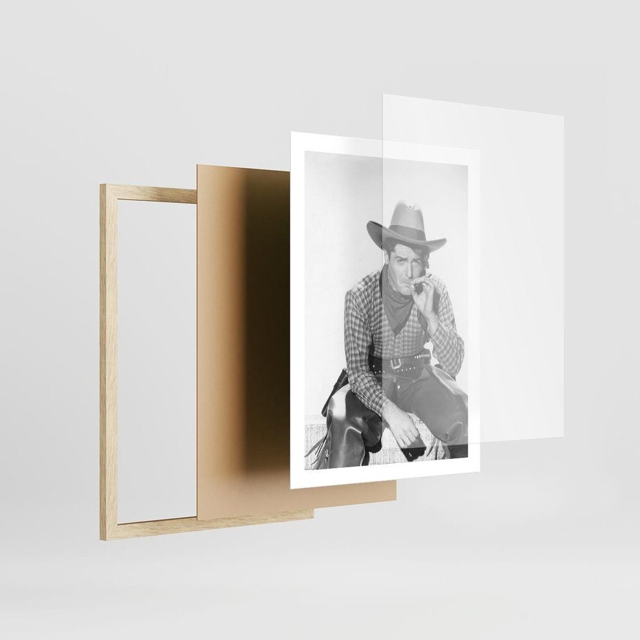 Plakat w ramie 50x70 - Dziki Zachód - retro zdjęcie, czarno białe - rama drewno