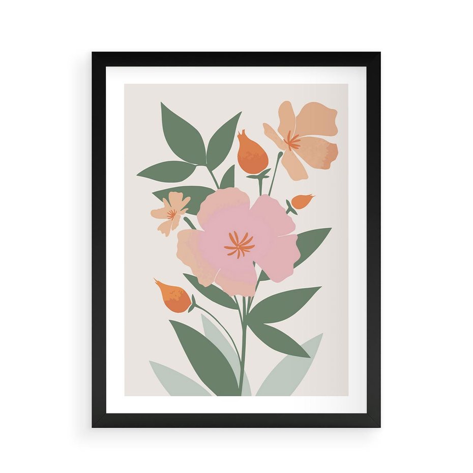 Plakat w ramie 50x70 - Kwiatowe Nastroje - kwiat, sztuka nowoczesna - rama czarna