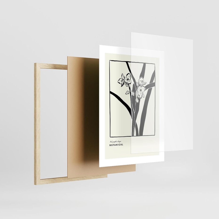 Plakat w ramie 30x40 - Symfonia kwiatowej ekspresji - kwiat, grafika - rama drewno