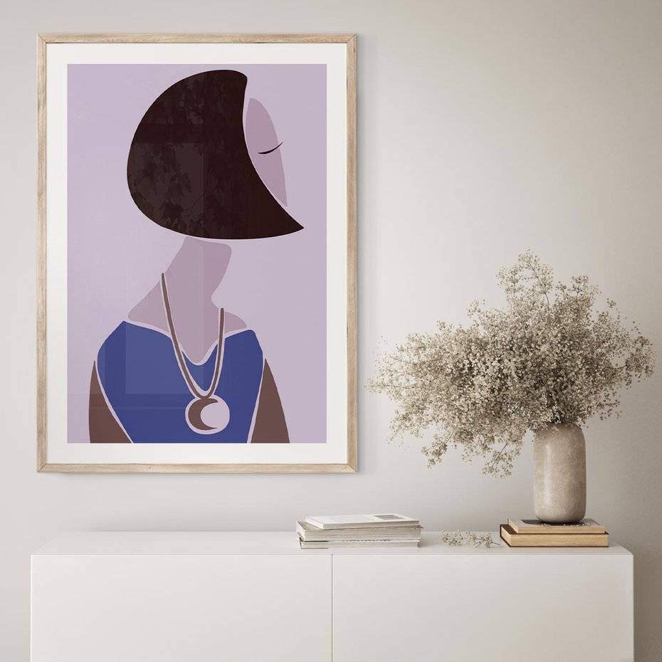 Plakat w ramie 50x70 - Kobieca Esencja - nowoczesny plakat, modern art - rama drewno