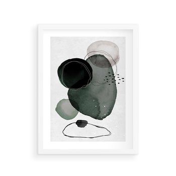 Plakat w ramie 40x50 - Abstrakcyjne Plamy w Akwareli - abstrakcyjne akwarelowe plamy - rama biała