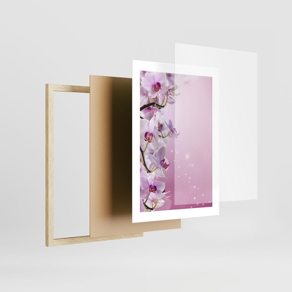 Plakat w ramie 30x40 - Relaksujące Piękno - kwiaty, orchidea - rama drewno