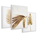 Zestaw obrazy w ramie 40x50 galeria - Złote, palmy, liście, tropikalne, minimalizm - rama biała