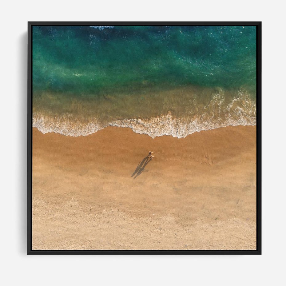 Obraz w ramie 50x50 - Oaza Relaksu - plaża, morze - rama czarna