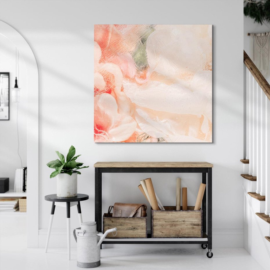 Obraz na płótnie 30x30 - Kwiatowe hafty marzeń - abstrakcja przypominająca kwiaty, róże