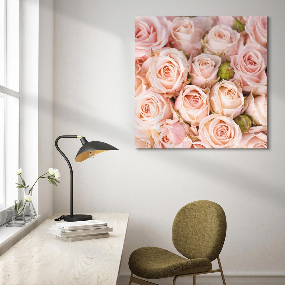 Obraz na płótnie 40x40 - Delikatność róż - piękno natury - róże, kwiaty