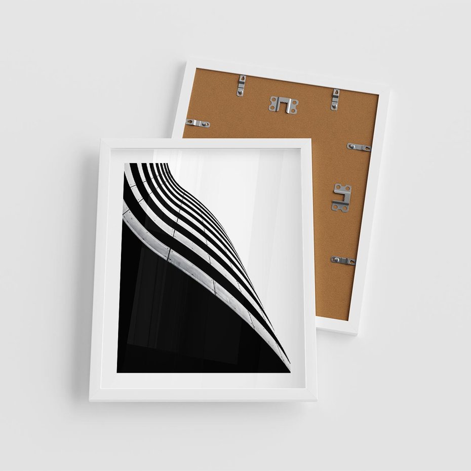 Plakat w ramie 40x50 - Architektoniczna Fala - architektura, falowany budynek - rama biała