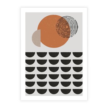 Plakat bez ramy 30x40 - Geometryczna Ekspresja - geometryczny graficzny obraz, pomarańczowe koło