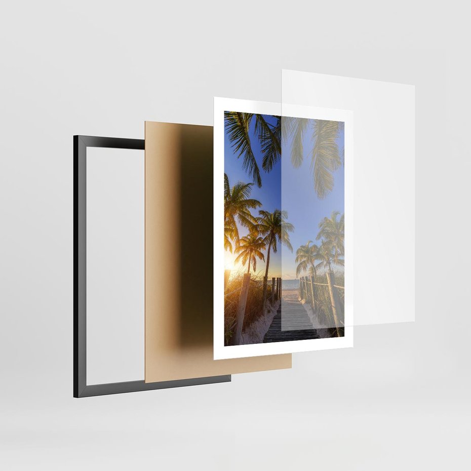 Plakat w ramie 50x70 - Rajskie palmy w tropikalnym raju - palmy, tropiki - rama czarna