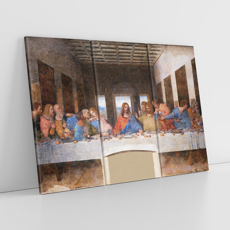 Obraz na płótnie 120x80 - "Ostatnia Wieczerza" (1495-1498) Leonardo da Vinci - Reprodukcja - reprodukcja, obraz na płótnie