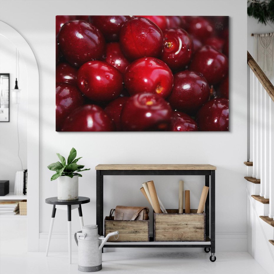 Obraz na płótnie 70x50 - Wiśnie Owocowa Rozkosz - wiśnie, owoce