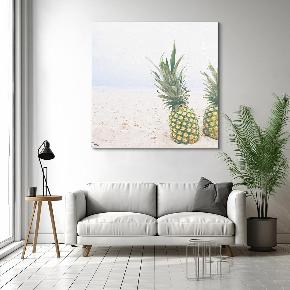 Obraz na płótnie 80x80 - Ananasy Plażowy Raj - ananasy, plaża