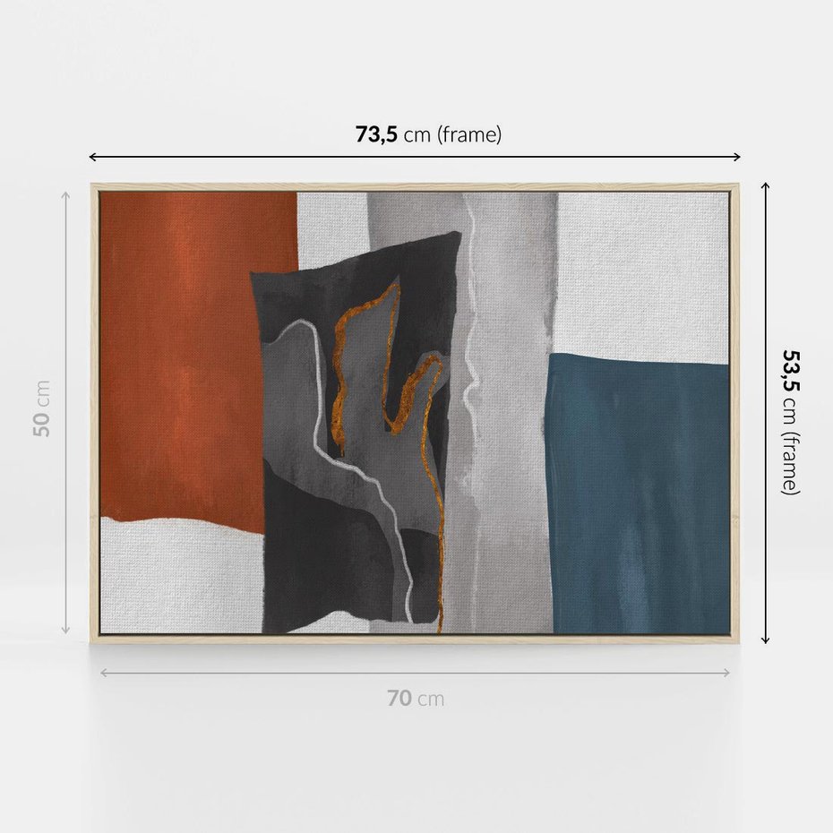 Obraz w ramie 70x50 - Nowoczesna geometria - nowoczesny, geometryczny - rama drewno