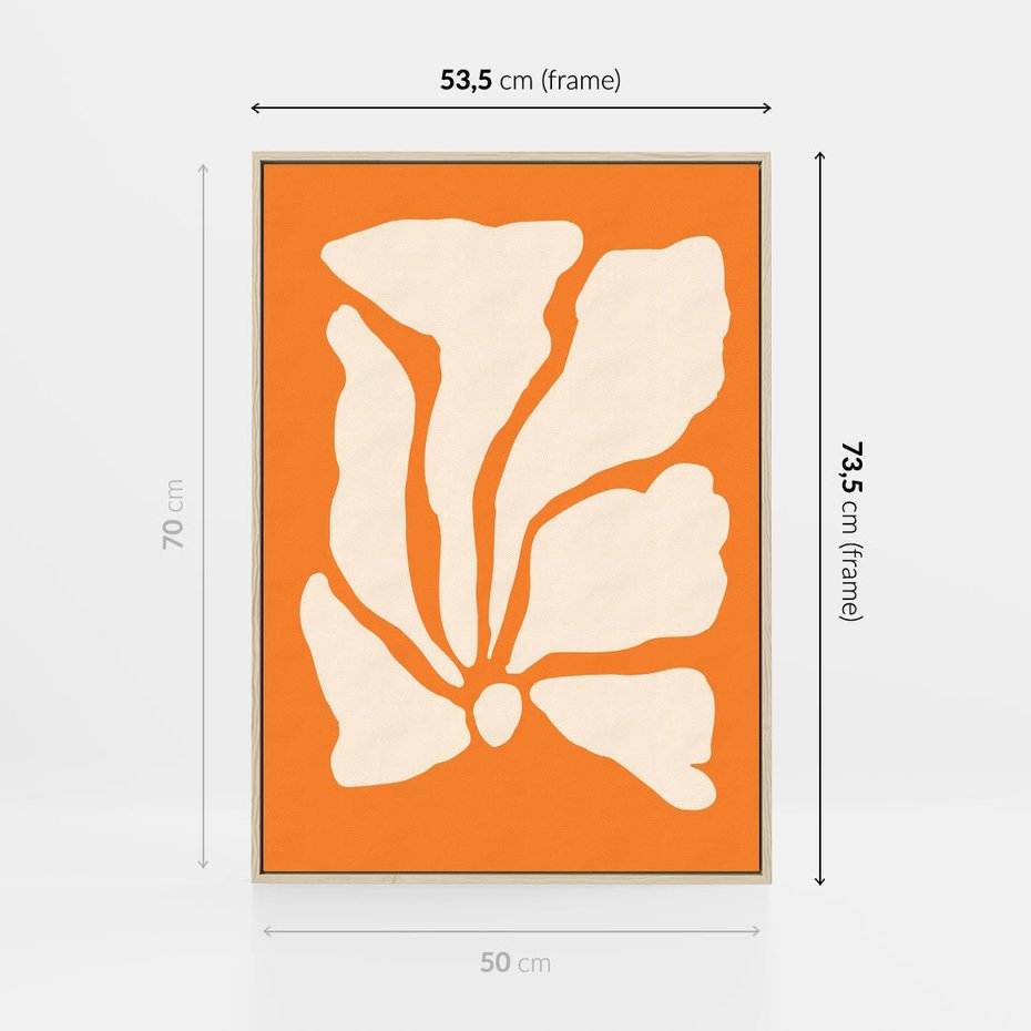 Obraz w ramie 50x70 - Wibracje Barw - abstrakcyjny boho plakat, pomarańczowe tło - rama drewno