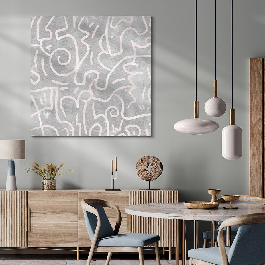 Obraz na płótnie 70x70 - Sploty odblasków i zawirowań - abstrakcyjne rysunki, wzorek