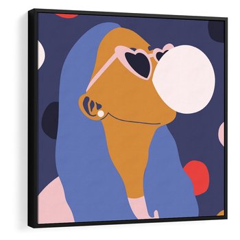 Obraz w ramie 50x50 - Odbicie Kobiety - nowoczesny plakat, styl retro - rama czarna