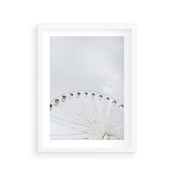 Plakat w ramie 30x40 - Karuzela Młyńska: Nostalgiczne Koło - młyńskie koło, karuzela - rama biała